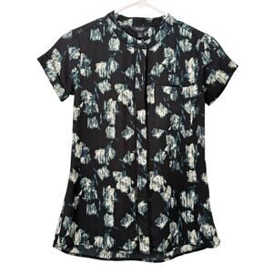 Simply Vera Vera Wang Women short-sleeve, partial button-down blouse Small Petit